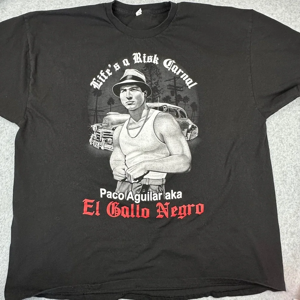Blood In Blood‎ Out Paco Aguilar El Gallo Negro Black Graphic T-Shirt Mens 3XL
